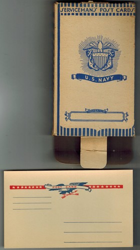 WW2 Patriotic 1940s RARE CMPLT ORIGINAL BOX OF 50 NAVY SERVICEMEN POSTCARDS