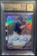 2019 Bowman Chrome Draft Brett Baty Auto Purple Refractor /250 BGS 9.5 True Gem