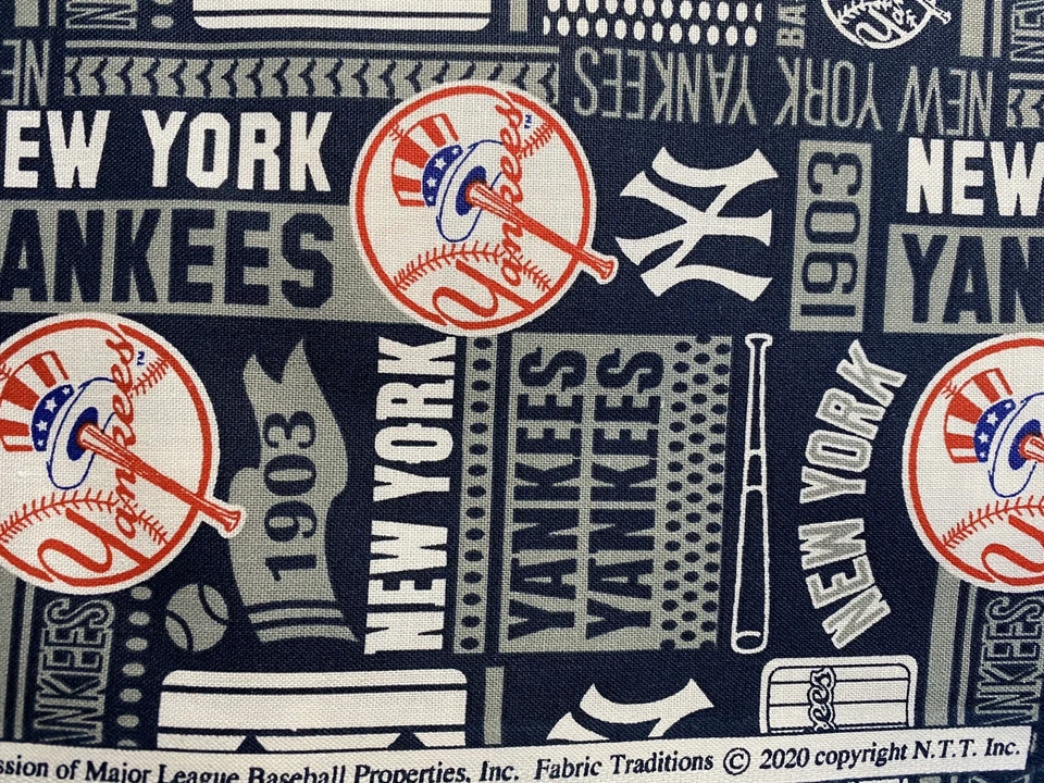 Tecido de máscara de colcha de algodão azul marinho New York Yankees MLB 18” X 21” ~ Novo - Imagem 3 de 4
