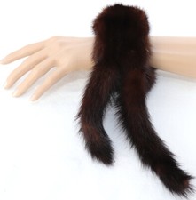 Fourrure Bracelet Vison Brassard 2 Queue Manteau Bijoux Filets Brun Foncé