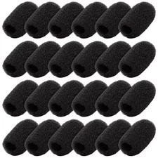 	24 Pack Mini Foam Windscreen for Headset Microphone Black	