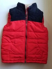 Carters Toddler Boys Puffer Vest Red Black Corduroy Yoke Pockets Mock Neck 3T
