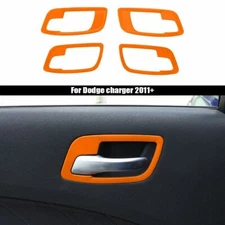 Door Handle Bowl Frame Trim Decor Cover Interior for Dodge Charger 2011+ Orange