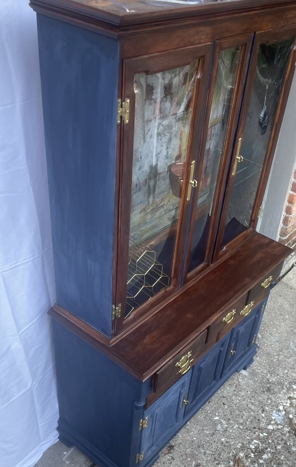 Refurbished Tell City Maple Crown Bubble and Flat Full Glass 44" China