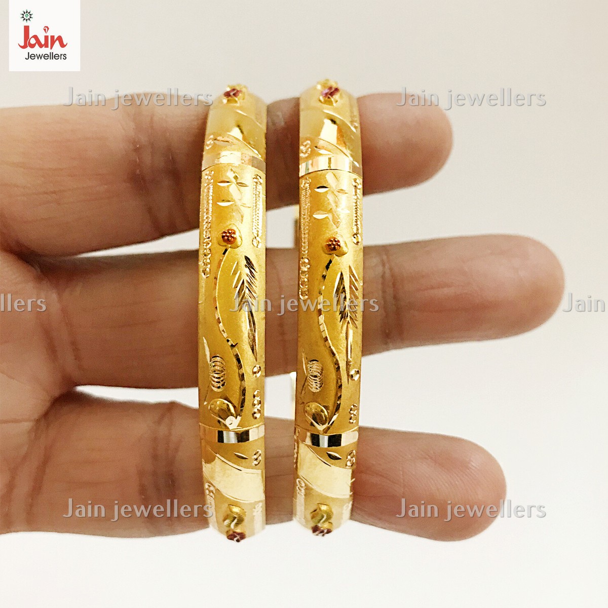 18 Kt, 22 Kt Gold Traditional Handmade Slip-On Bracelet Bangles 6