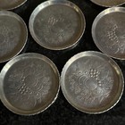 Vtg Set of 8 Stainless Steel Coasters Fruit Flowers Embossed 60s 70s MCM Lot — photo 7