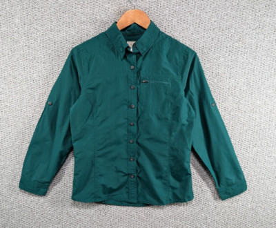 LL BEAN Damen smaragdgrün Wandern Walking Outdoor Kragen Knopfleiste Hemd XS