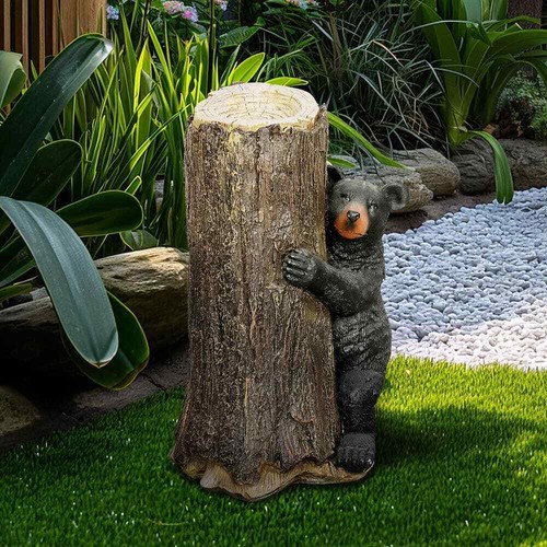 Black Bear Tree Hugger Outdoor Garden Statue Home Decor 11.4"X 13.3"X 21.6" NEW