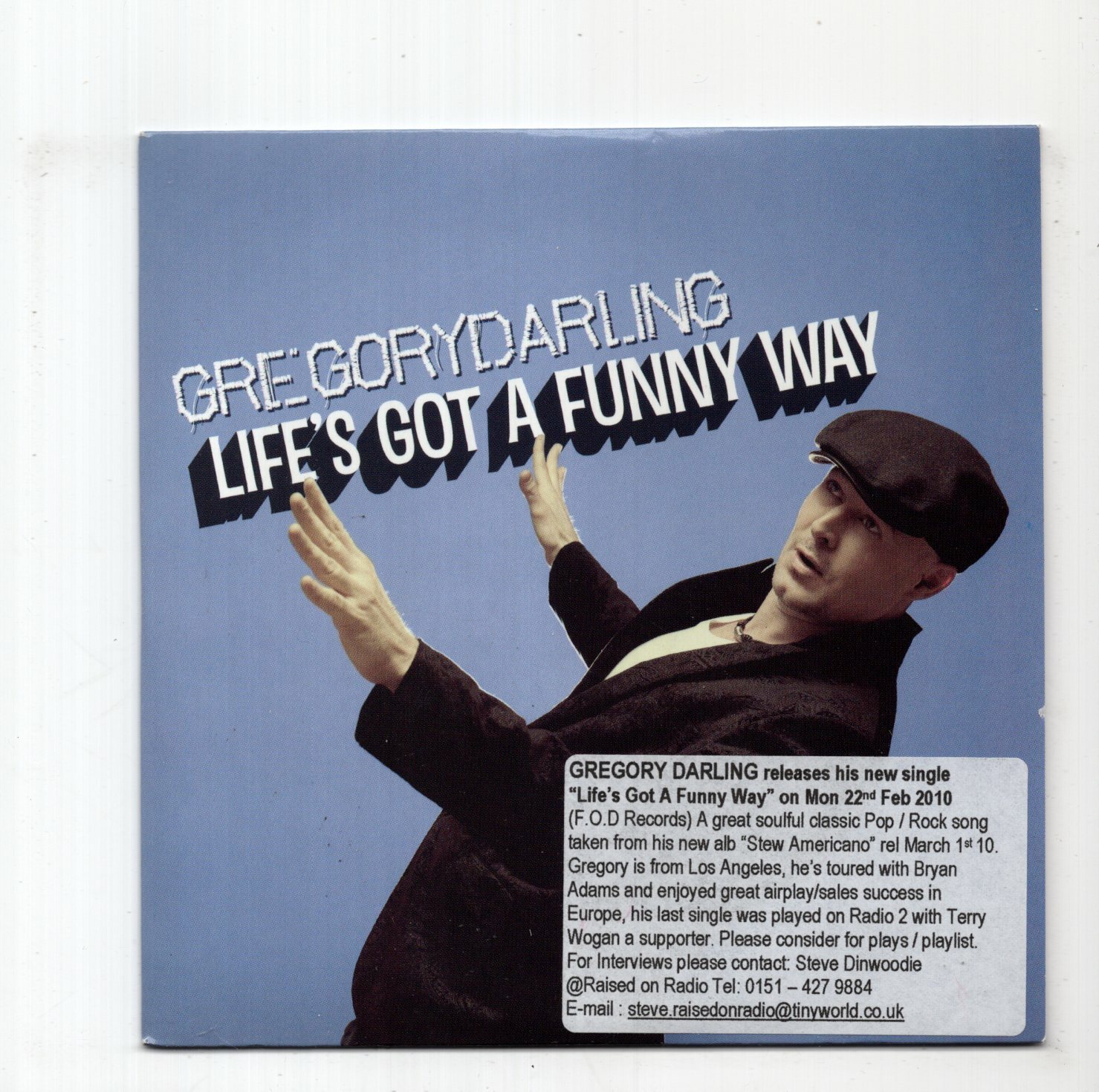 (JA330) Gregory Darling, Life's Got A Funny Way - 2009 DJ CD