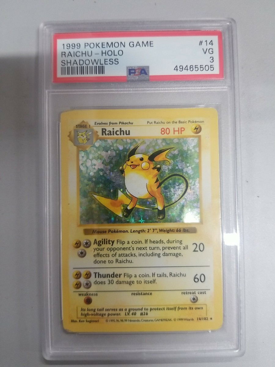 PSA 3 1999 raichu holo Shadowless graded #14 | eBay