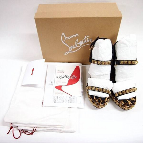 Christian Louboutin Leopard Wedge Sandal with Studs, US6 [EX] LTD