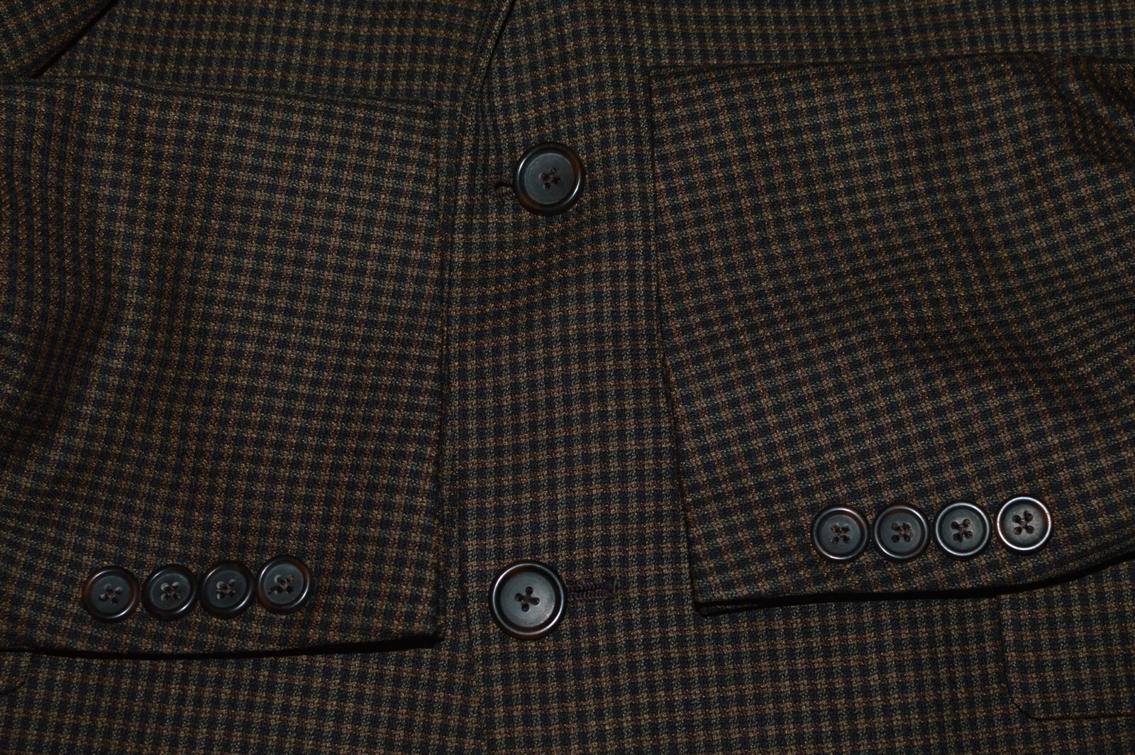 44R HART SCHAFFNER MARX Men's Brown Guncheck Imported Wool Sports Coat