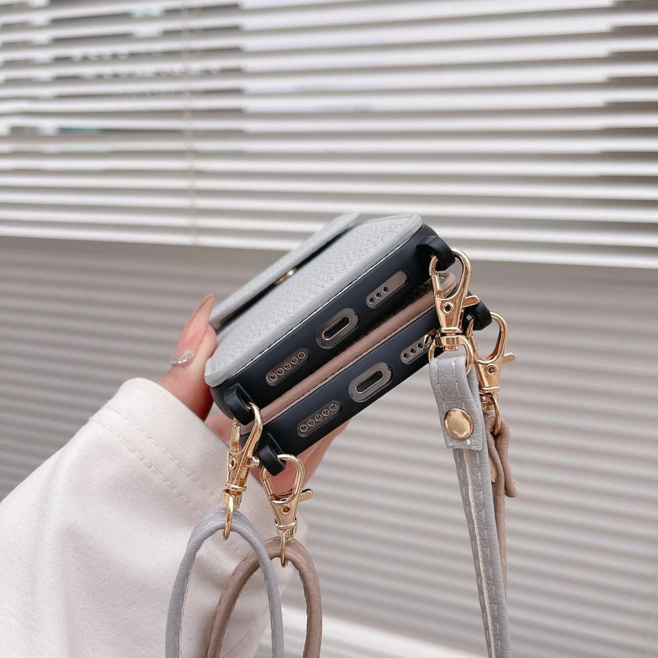 Crossbody shoulder belt back flip wallet leather case kickstand card holder - Image 4 of 4