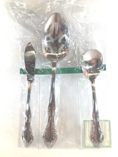  Stainless Floral Flatware Package of 3 Serving Pieces Korea