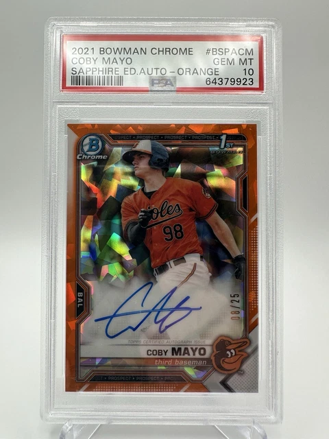 2021 Bowman Chrome Sapphire Edition - Coby Mayo Orange Auto /25 PSA 10