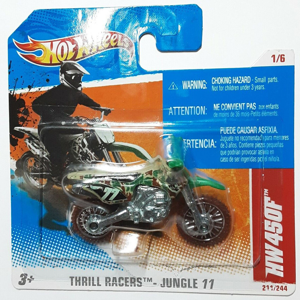 Hot Wheels HW450F ミニバイク Hot Wheels HW450F Dirt Bike Thrill Racers Jungle 11 SHORT CARD