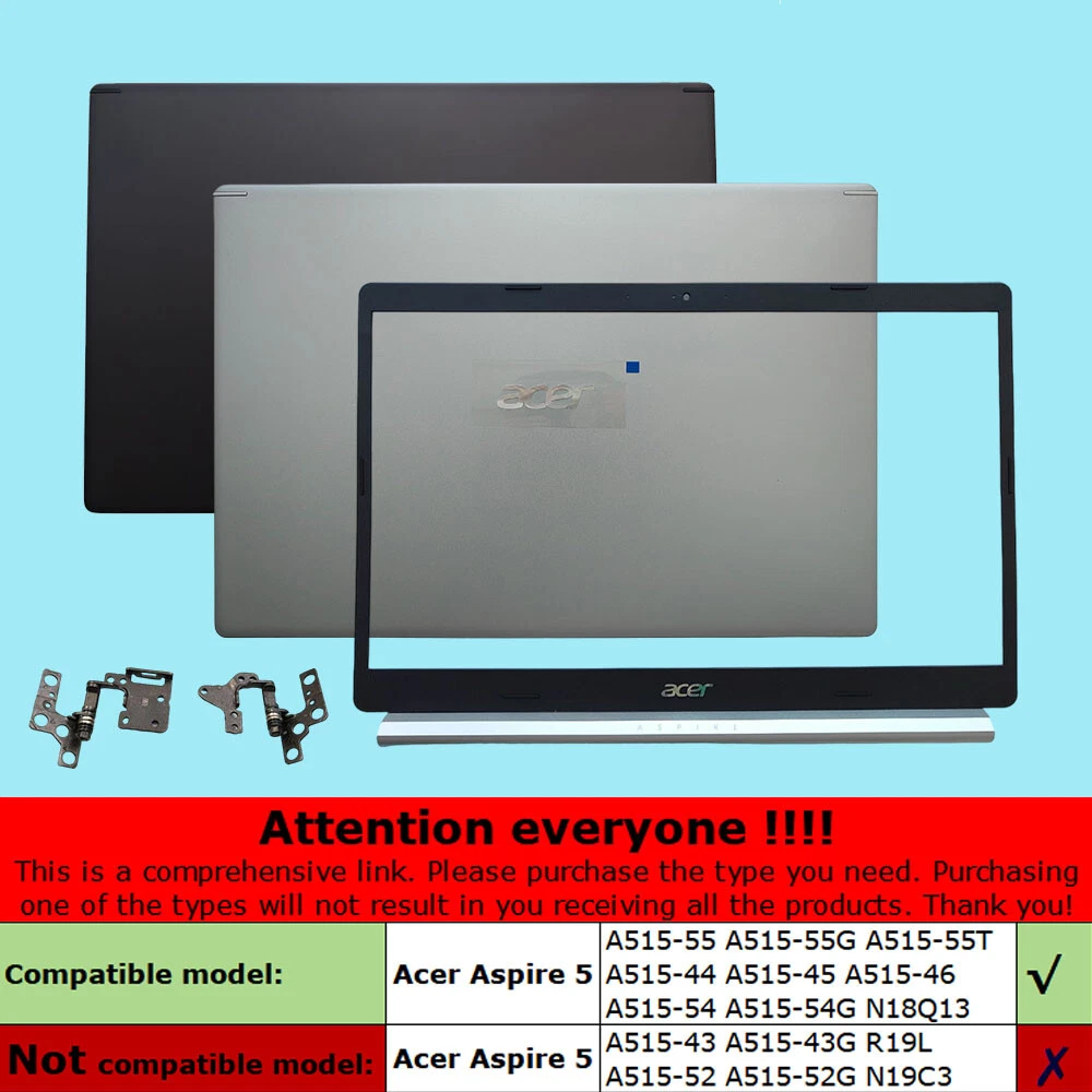 Nouveau boîtier supérieur de couverture arrière LCD argenté pour HP