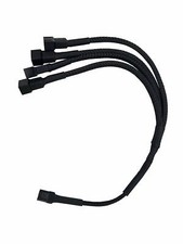 3-Pin to 4 x 3-Pin Computer Case Black Sleeved Fan Power Y-Splitter Cable