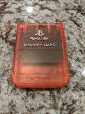 Official Sony PlayStation PS1 Memory Card OEM Translucent Orange/Red Tested