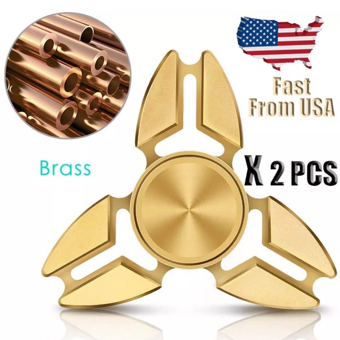 2pcs PURE BRASS Fidget Spinner High Speed . Combine Your Own From 5 Color .