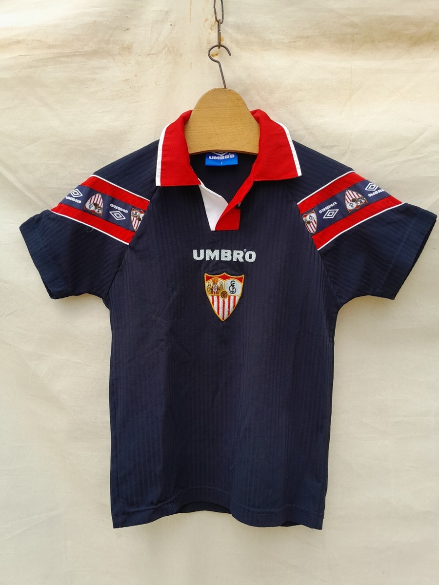 Vintage Umbro Sevilla FC 1998 99 Third Football Shirt Boys 10 Blue