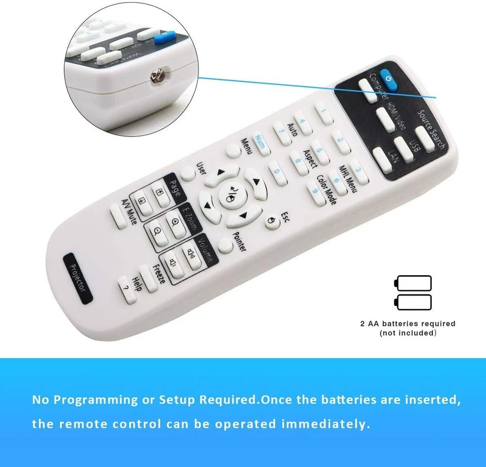 Universal Projector Remote Control for Epson H822A H822B H822C H871A H871B H871C - Image 3 of 4