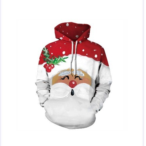 🎁Christmas Red Xmas Sweater 3D Santa Hoodie Novelty Graphic Print Sweatshirt XL - Picture 1 of 3