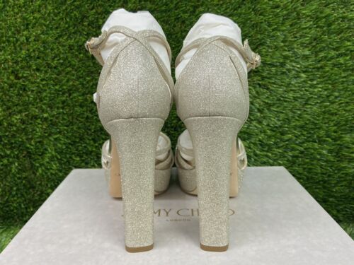 Sandali Jimmy Choo Isra con plateau e cinturino alla caviglia glitterati taglia 39,5 - Foto 3 di 8