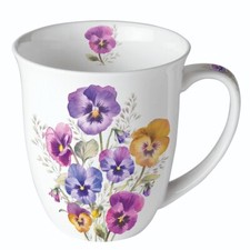Ambiente Kaffeetasse Teetasse Porzellantasse 0,4l  Stiefmütterchen Garten pansie