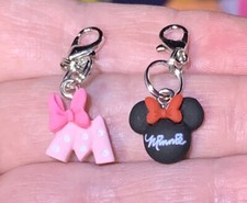 2 Pc Minnie Mouse Charm Zipper Pulls Keychain Add On Clips