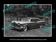 OLD POSTCARD SIZE PHOTO OF 1958 FORD EDSEL CITATION LAUNCH PRESS PHOTO