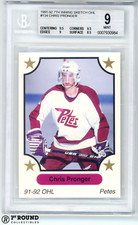 Chris Pronger BGS 9: 1991-92 7th Inning Sketch OHL Pre-Rookie Card #134. rookie card picture