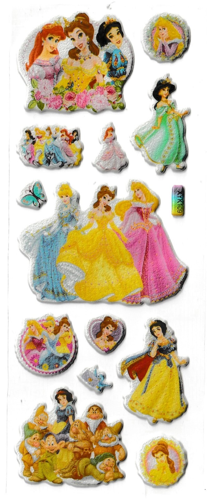 3D puffy Stickers Disney Princess Tiana Cinderella Ariel Rapunzel Belle