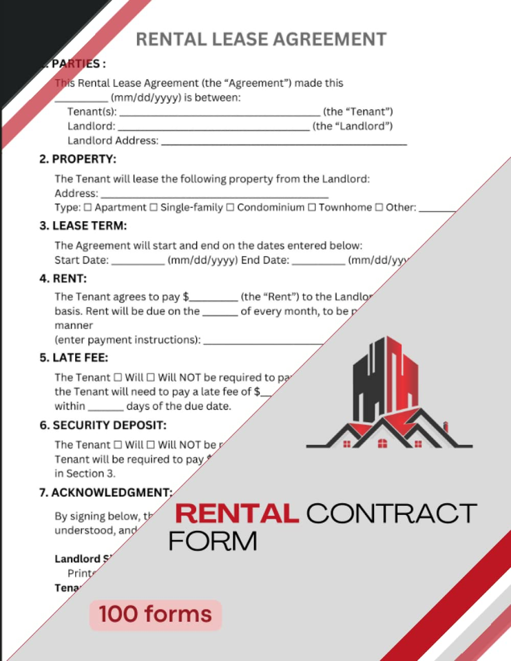 Rental Contract Form Simple Rental Lease Agreement Forms Book One