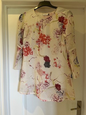 Adini Floaty Tunic Top Lined Cream Mix size S 12