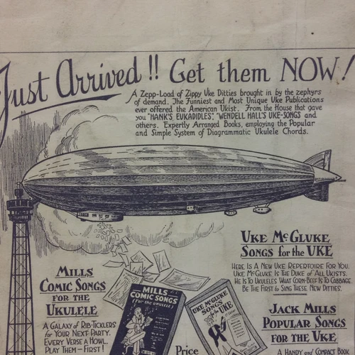 Vintage Ukulele Sheet Music Hank's Song Book Eukadidles No. 3 Zeppelin Graphic