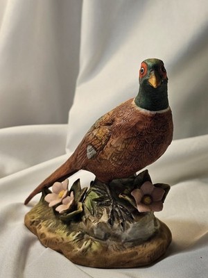 vintage Homeco ringnwck pheasant figurine bisque ceramic