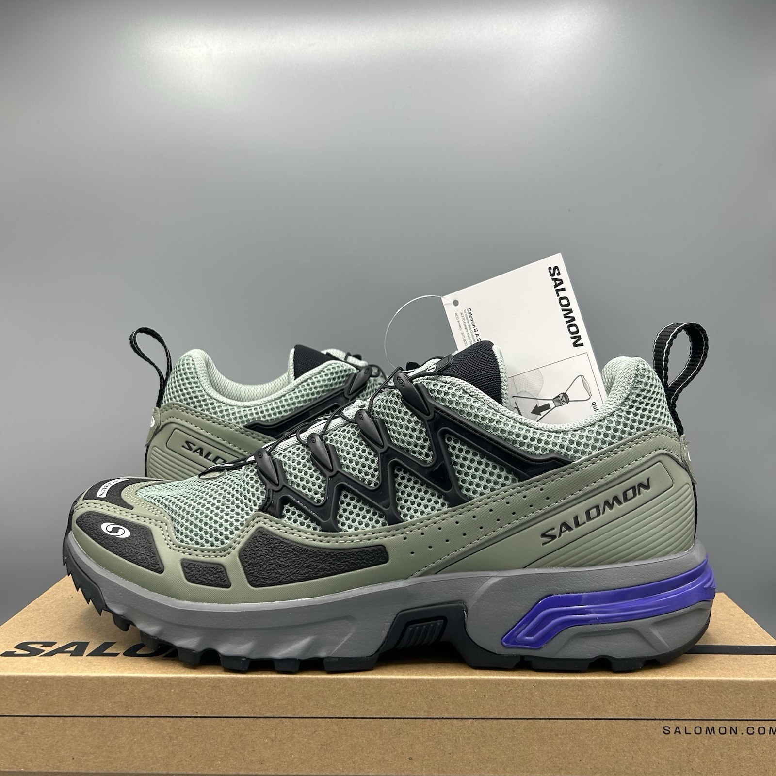 Scarpe da ginnastica Salomon ACS OG verde agave trail running passeggio UK 9 EU 43 nuove