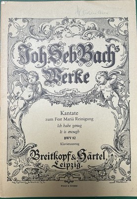 Bach Kantate 82 - zum Fest Mariä Reinigung - Breitkopf Härtel