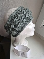 Stirnband Damen Strick, Handarbeit, 100% Merinowolle,lindgrün