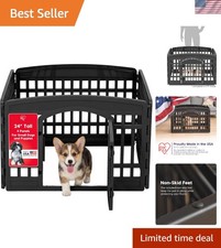 Elegant 4-Panel Dog Playpen with Convenient Door Access - 24" High Enclosure