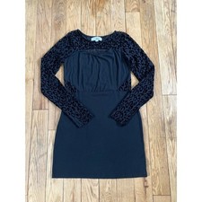 Derek Black Long Sleeve Leopard Velvet Cutout Sheath Dress Size Medium