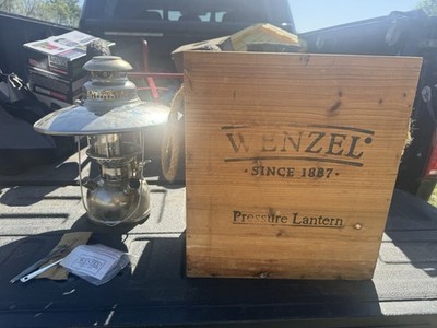 Wenzel 1887 Pressure Lantern 823018 Nickel Brass w/ Wood Box Kit