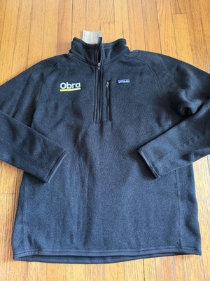 Patagonia Sweater Mens XL Black Better Sweater 1/4 Zip Pullover NWT Obra Logo