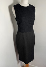 Dolce & Gabbana Staff Sheath Dress IT38 UK 8 black pencil lace textured layered
