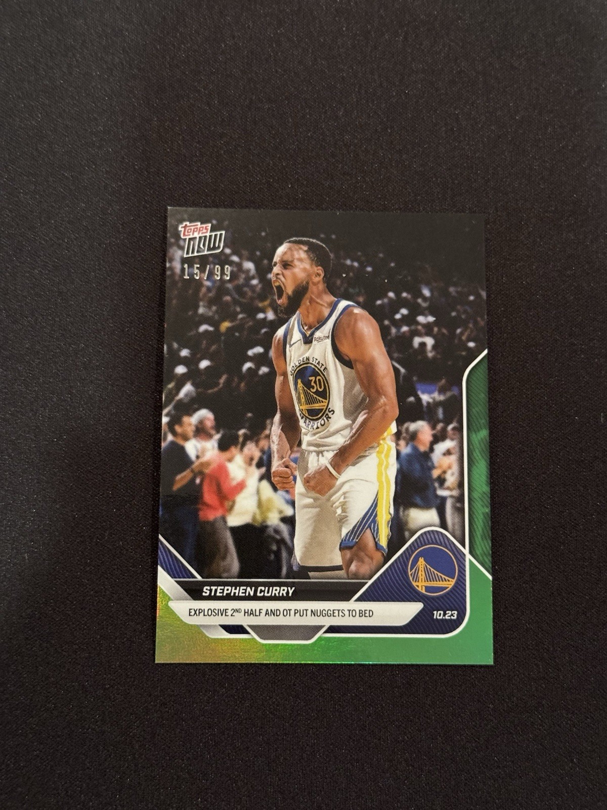Stephen Curry Warriors 2025-26 NBA Topps NOW Card 22 Green Foil /99