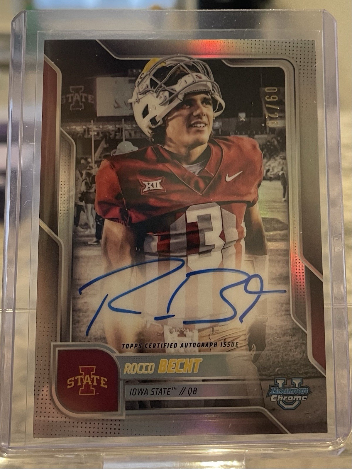 2025 Bowman Chrome U Rocco Becht Variation On Card Auto /25 IOWA STATE