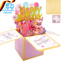 Geburtstagskarte, 3D Pop-Up Happy Birthday Karte, Handgemachte Faltkarte Mit Ums