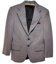 1970s Sears Roebuck Men s Store Polyester Sports Coat Blazer Houndstooth S 38