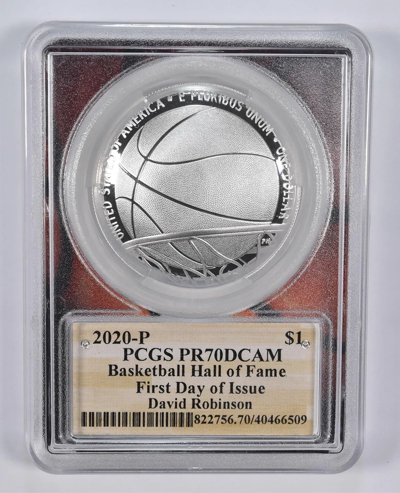 PR70 2020-P DAVID ROBINSON SIGNED Basketball HOF Commemorative Dollar PCGS *2322 - Image 2 of 4